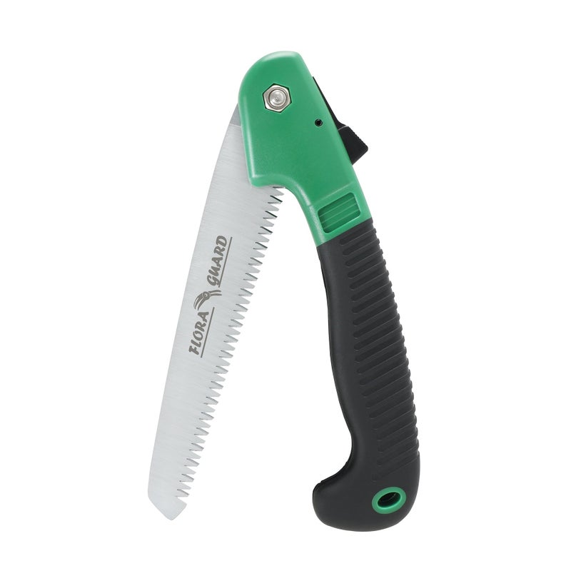 FLORA GUARD 7.7-Inch Folding Hand Saw, Pruning Saw with Trible-Cut Razor Teeth for Wood Cutting, Tree Trimming, Professional Camping Gardening Tools (Green) - Image 1